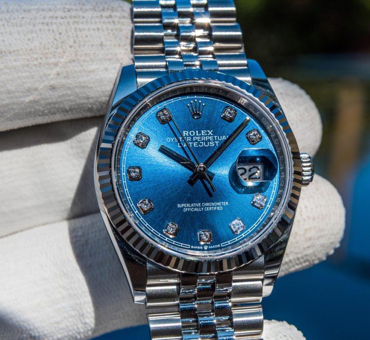 Rolex Datejust 36 126234 - Bright Blue Diamond Set Dial - Jubilee Bracelet