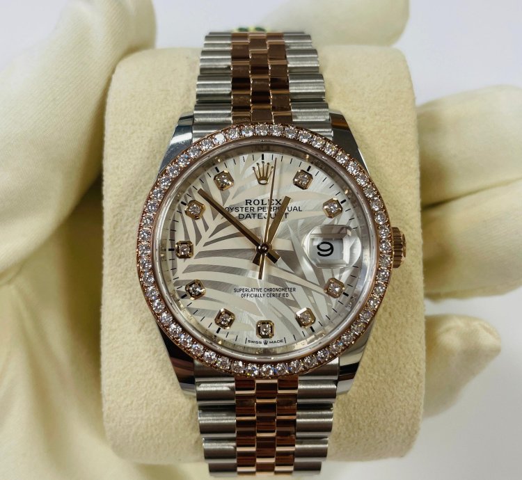 Rolex Datejust 36 126281rbr Palmeras Diamonds Dial Jubilee