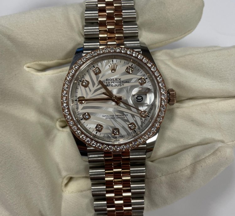 Rolex Datejust 36 126281rbr Palmeras Diamonds Dial Jubilee