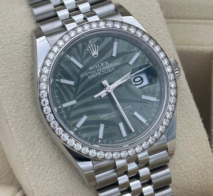 Rolex Datejust 36 126284rbr 2024 Palm Diamond Bezel Discontinued Green Gr Unworn