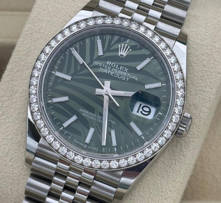 Rolex Datejust 36 126284rbr 2024 Palm Diamond Bezel Discontinued Green Gr Unworn