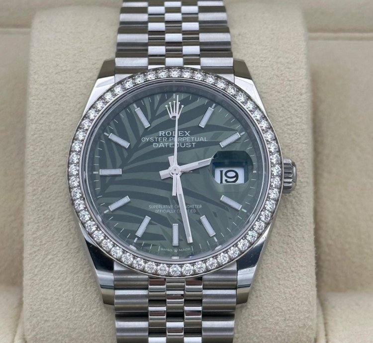 Rolex Datejust 36 126284rbr 2024 Palm Diamond Bezel Discontinued Green Gr Unworn