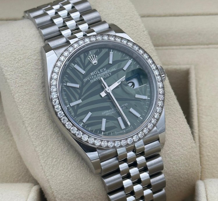 Rolex Datejust 36 126284rbr 2024 Palm Diamond Bezel Discontinued Green Gr Unworn
