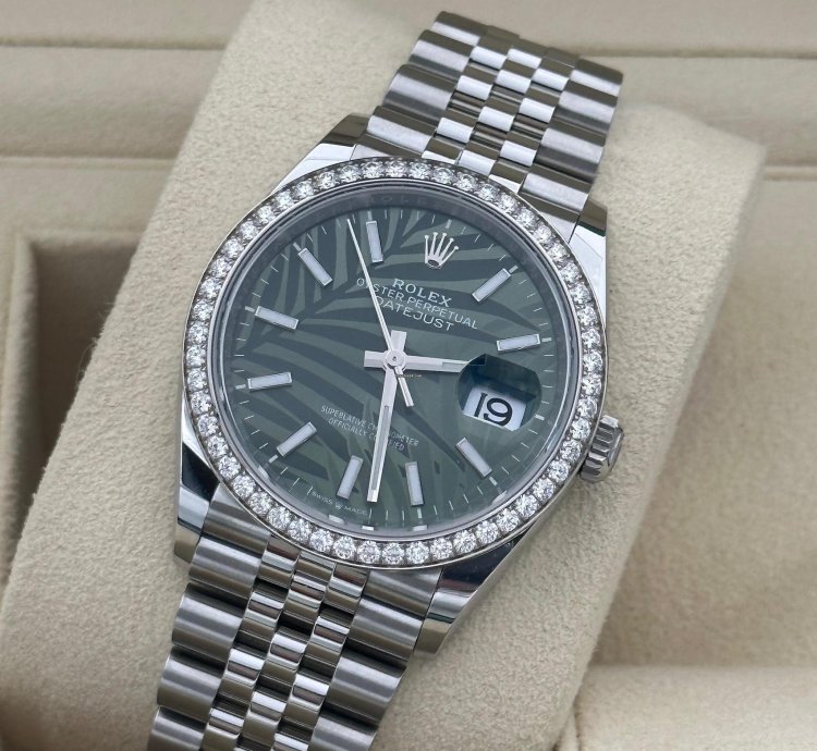 Rolex Datejust 36 126284rbr 2024 Palm Diamond Bezel Discontinued Green Gr Unworn