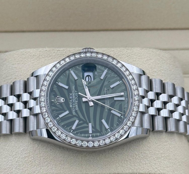 Rolex Datejust 36 126284rbr 2024 Palm Diamond Bezel Discontinued Green Gr Unworn