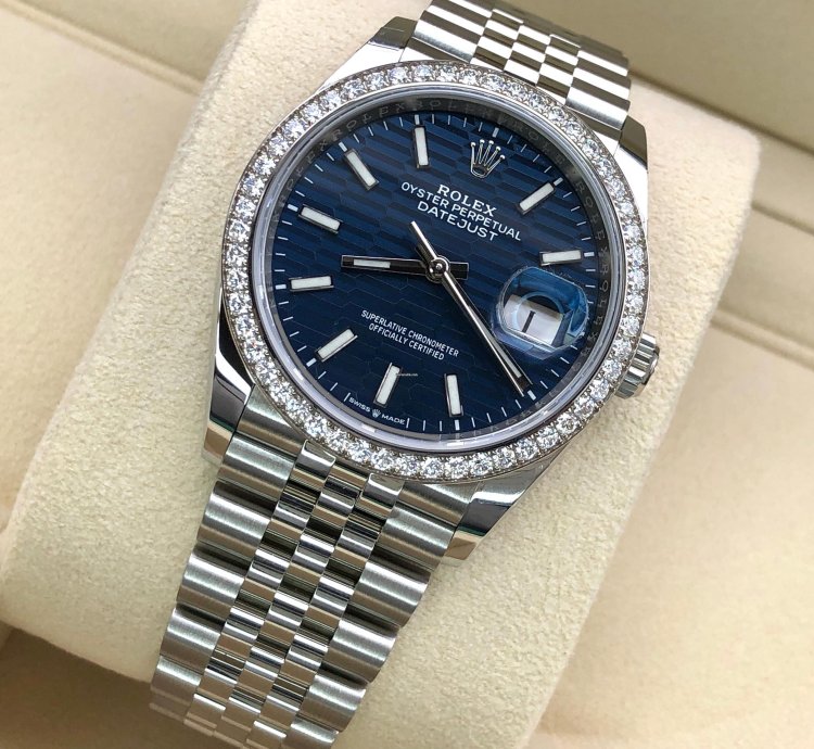 Rolex Datejust 36 126284rbr Blue Fluted Wave Motif Dial Jubilee 2021 New Model