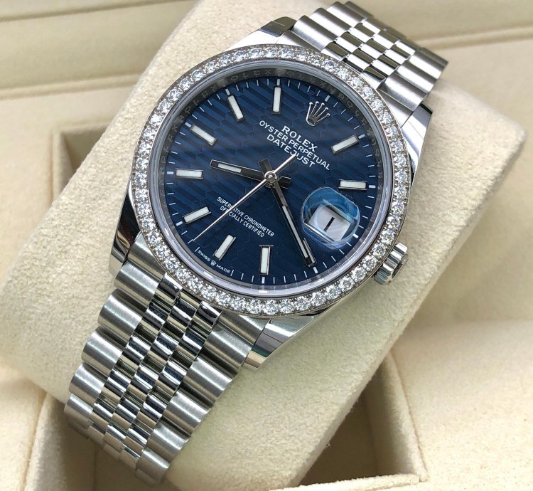 Rolex Datejust 36 126284rbr Blue Fluted Wave Motif Dial Jubilee 2021 New Model
