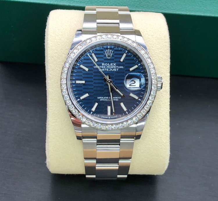 Rolex Datejust 36 126284rbr Blue Fluted Wave Motif Dial Oyster 126284rbr-0041