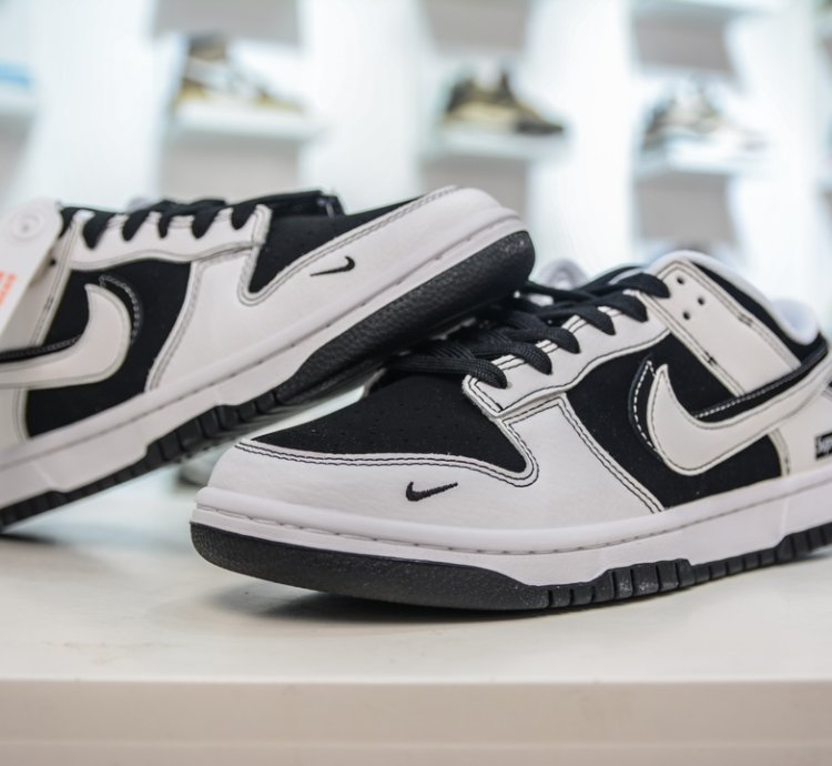 280 Nike Sb Dunk Low X Supreme Black And White Double Hook Fc1688-144 - H