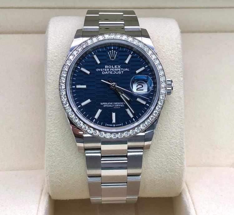 Rolex Datejust 36 126284rbr Blue Fluted Wave Motif Dial Oyster 2021 New Model