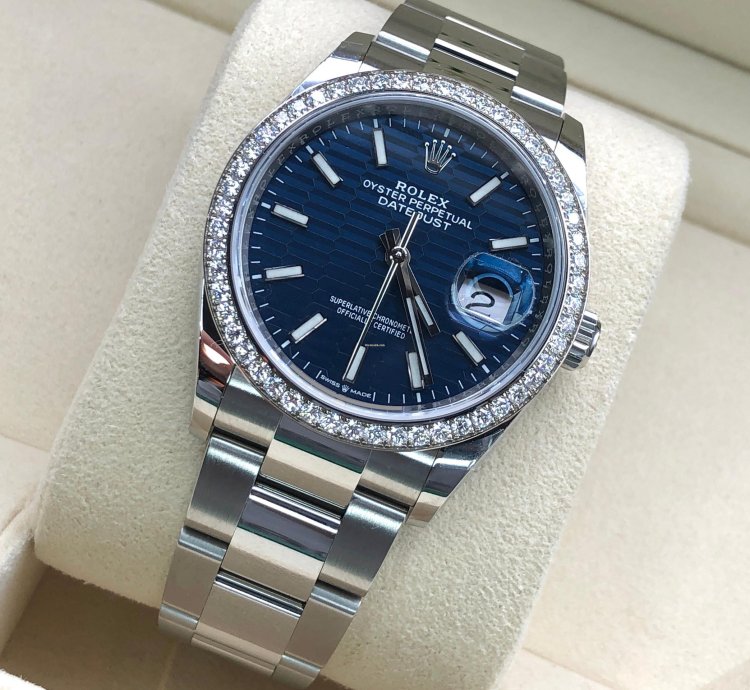 Rolex Datejust 36 126284rbr Blue Fluted Wave Motif Dial Oyster 2021 New Model
