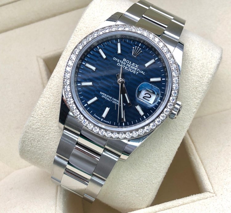 Rolex Datejust 36 126284rbr Blue Fluted Wave Motif Dial Oyster 2021 New Model