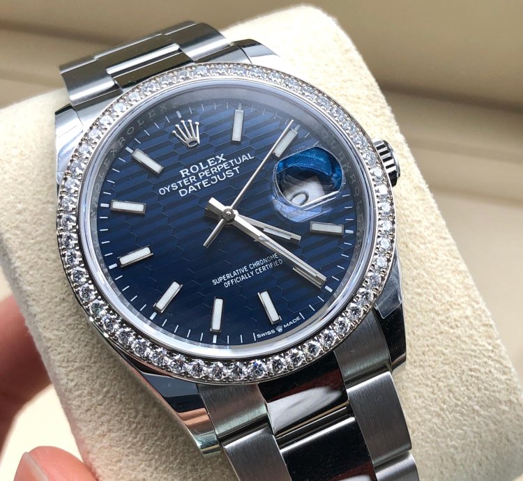 Rolex Datejust 36 126284rbr Blue Fluted Wave Motif Dial Oyster 2021 New Model