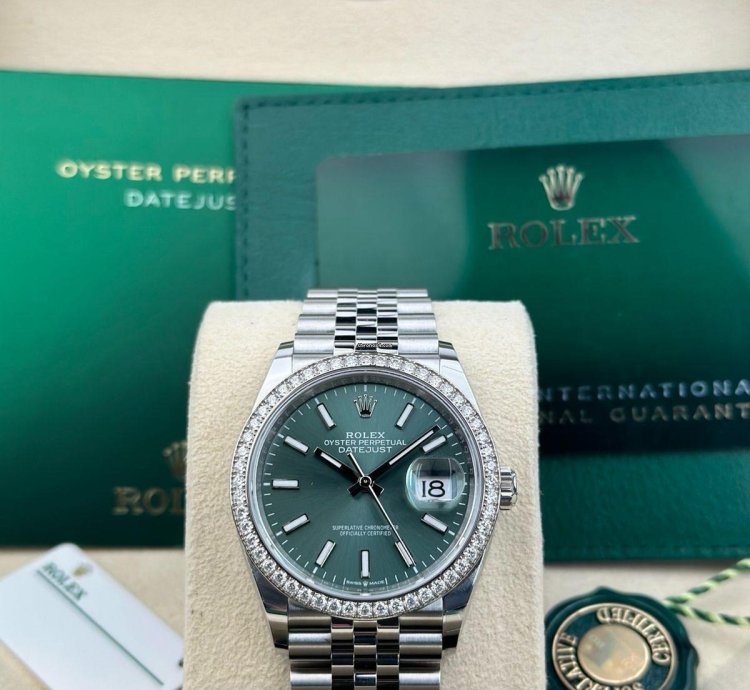 Rolex Datejust 36 126284rbr Datejust Steel Green Index-diamond Bezel Dial Jubilee Bracelets 36mm