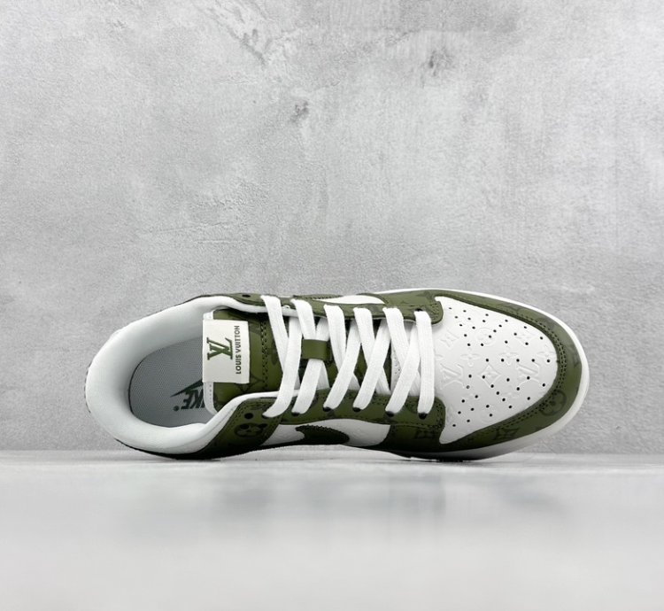300 Nike Sb Dunk Low X Louis Vuitton White Green Full Print Dq1098-362 - As