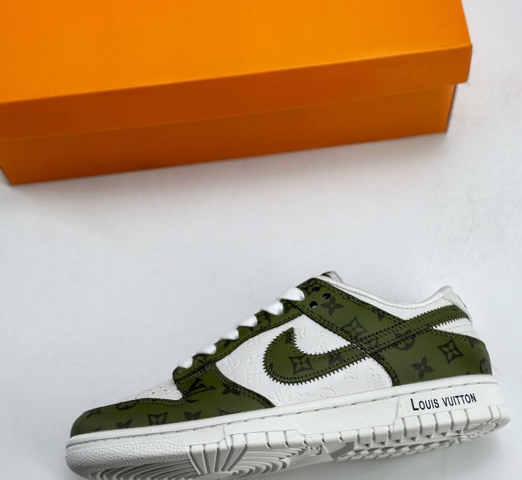 300 Nike Sb Dunk Low X Louis Vuitton White Green Full Print Dq1098-362 - Asw