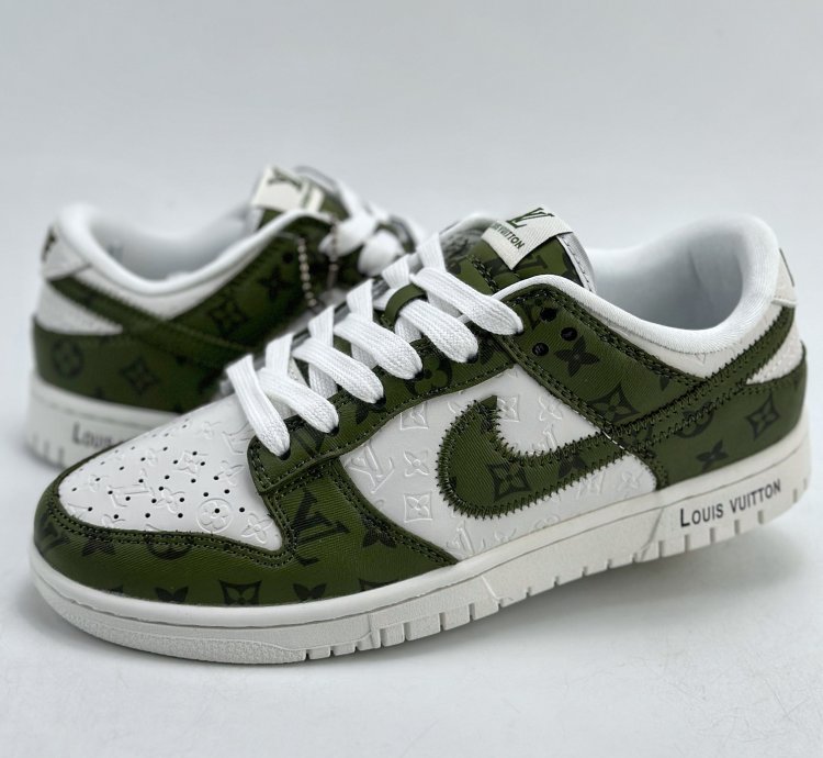 300 Nike Sb Dunk Low X Louis Vuitton White Green Full Print Dq1098-362 - Asw