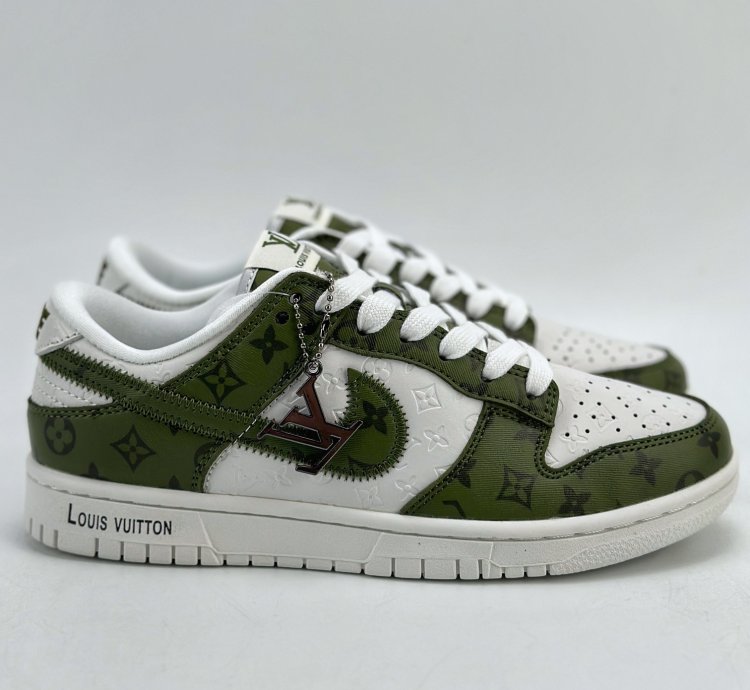 300 Nike Sb Dunk Low X Louis Vuitton White Green Full Print Dq1098-362 - Asw