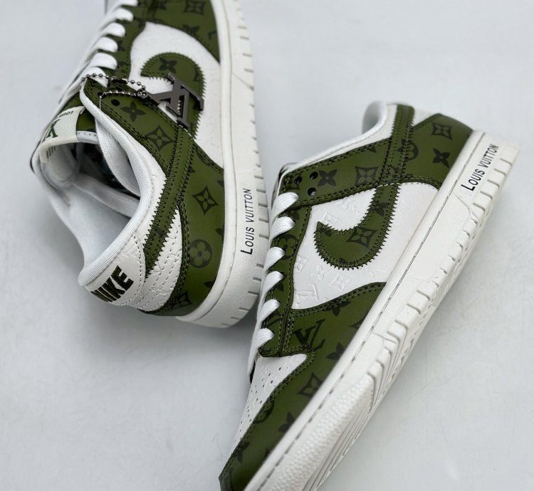 300 Nike Sb Dunk Low X Louis Vuitton White Green Full Print Dq1098-362 - Asw