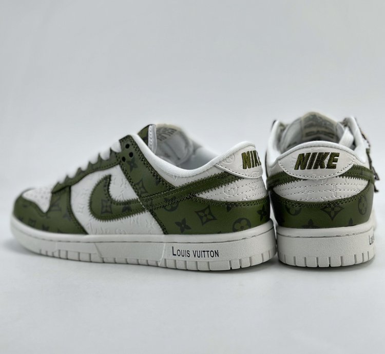 300 Nike Sb Dunk Low X Louis Vuitton White Green Full Print Dq1098-362 - Asw