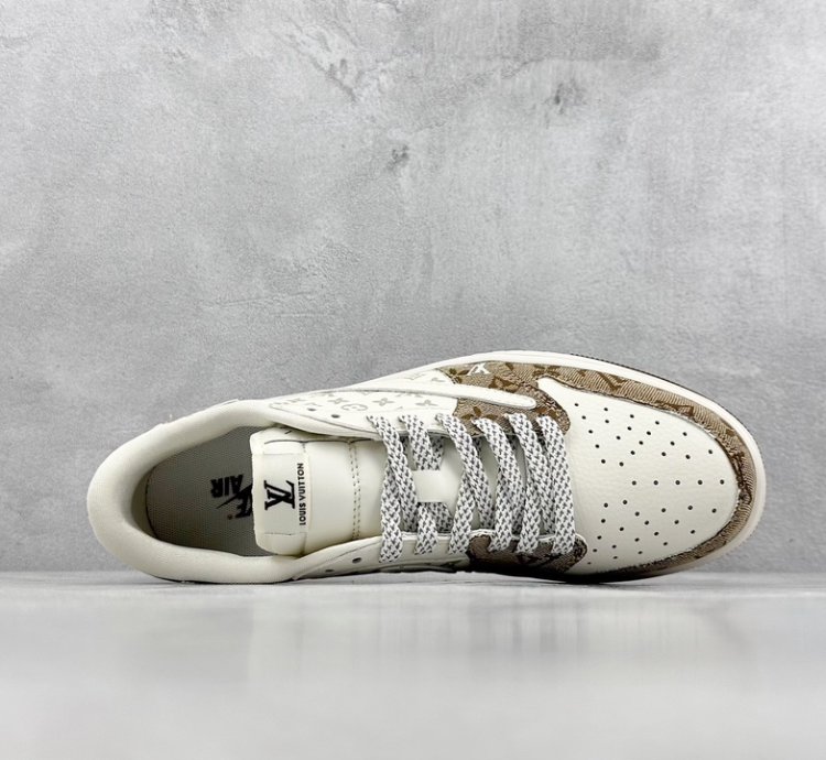 280 Lv X Air Jordan 1 Low Light Brown Print Sj2068-102 -123