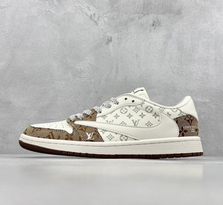 280 Lv X Air Jordan 1 Low Light Brown Print Sj2068-102 -123