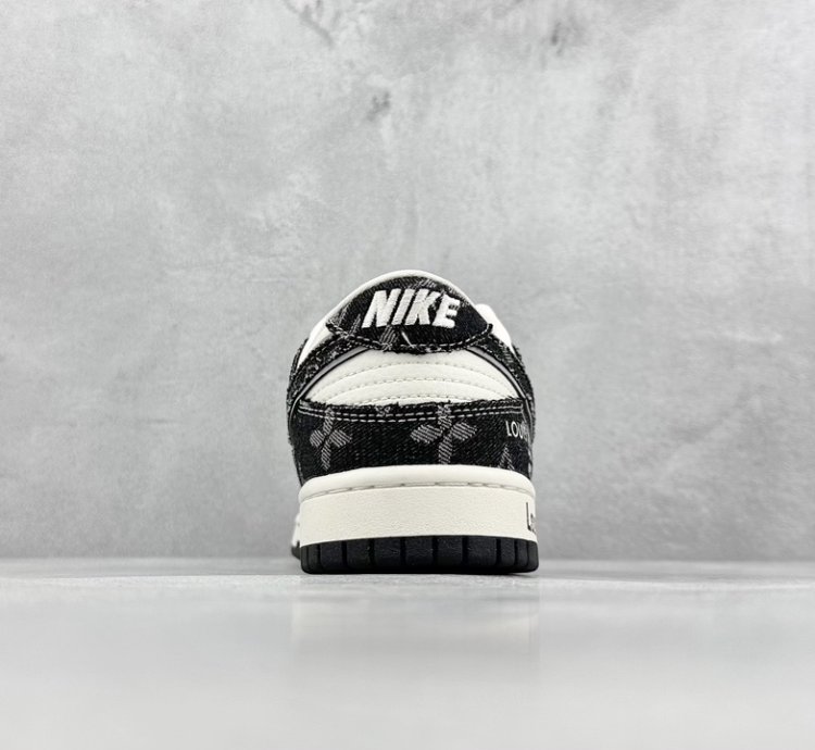 280 Nk Dunk Low Retro Diy High-end As Lv Beige And Black Denim Print