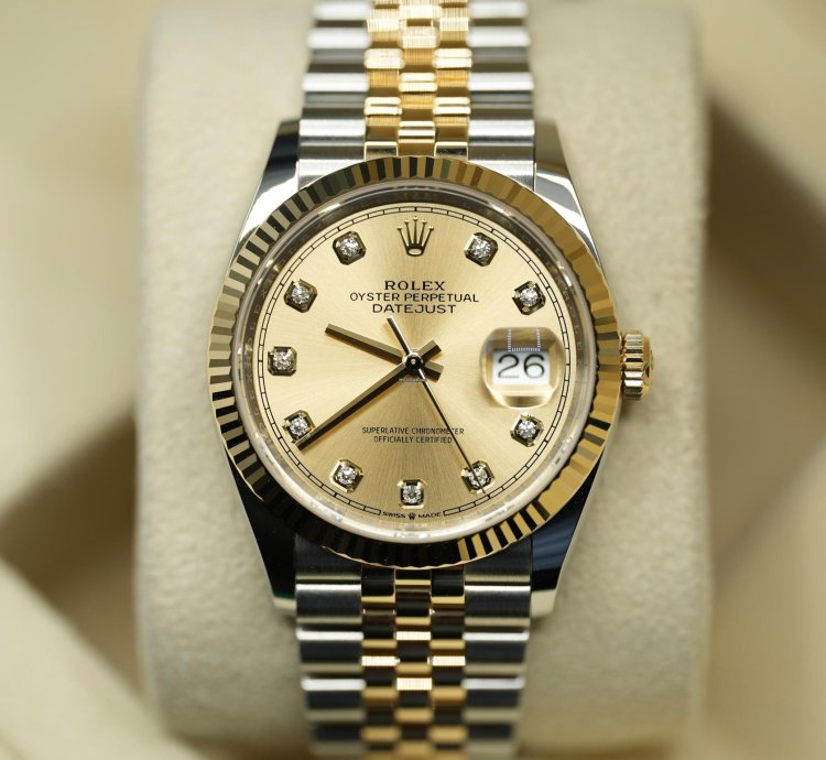 Rolex Datejust 36 2024 Datejust 36 Bi-metal Champagne Diamond Dial Jubilee Bracelet Unworn Box Papers 126233