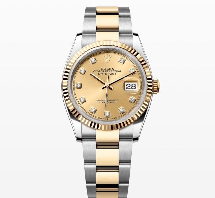 Rolex Datejust 36 2024 Datejust 36 Bi-metal Champagne Diamond Dial Oyster Bracelet Unworn Box Papers 126233