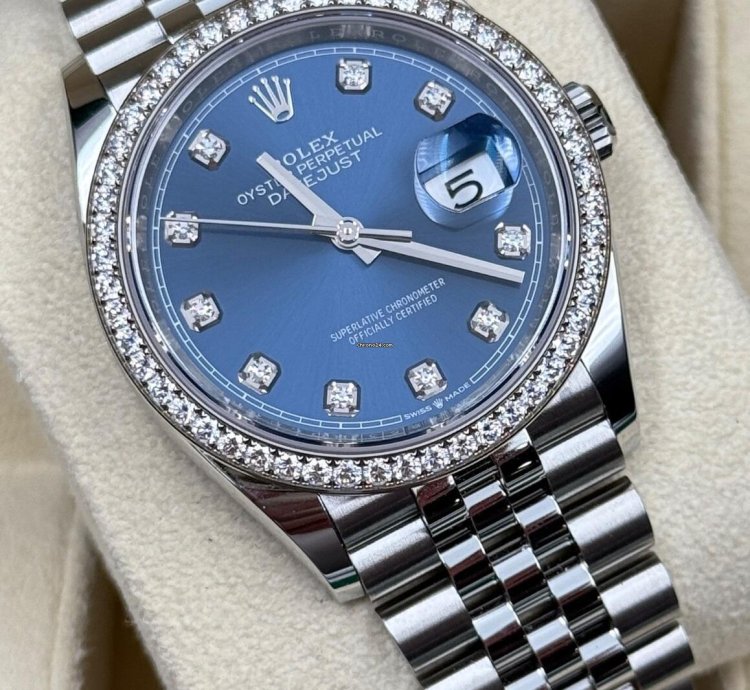Rolex Datejust 36 36mm 126284rbr Blue Diamond Dial With Diamond Bezel 2024
