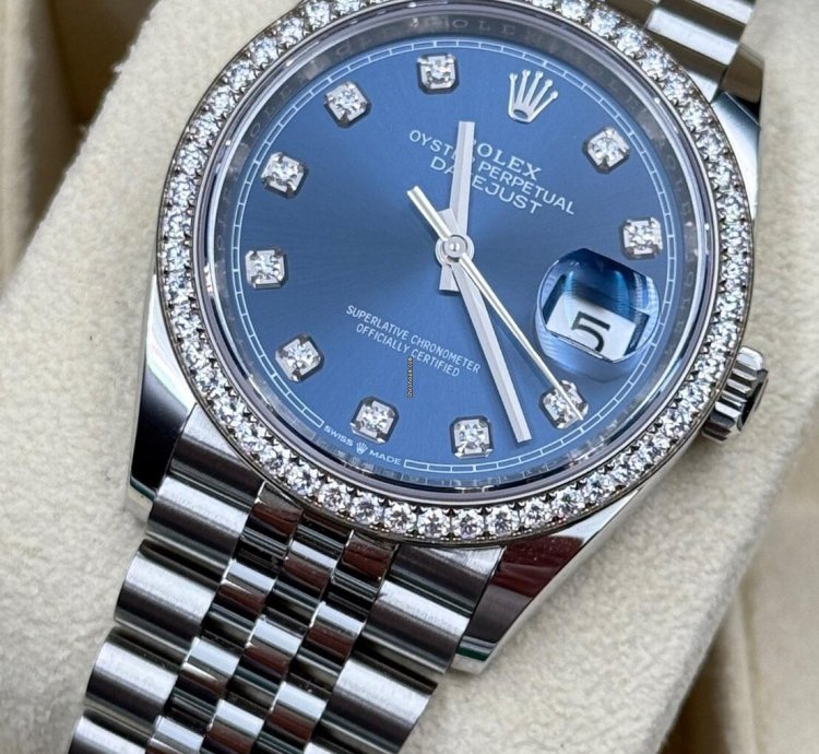 Rolex Datejust 36 36mm 126284rbr Blue Diamond Dial With Diamond Bezel 2024