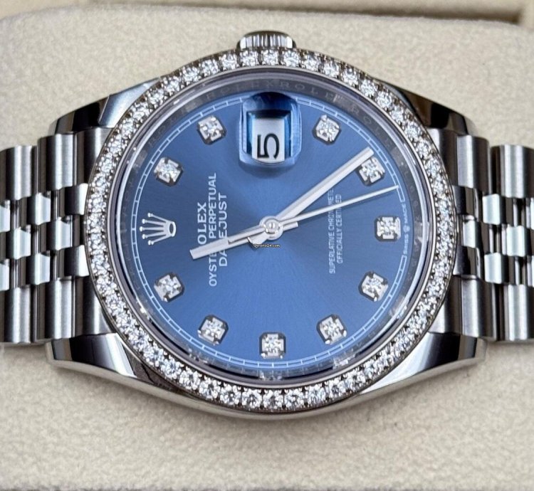 Rolex Datejust 36 36mm 126284rbr Blue Diamond Dial With Diamond Bezel 2024