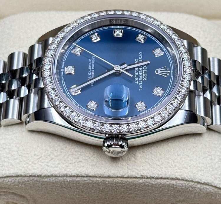 Rolex Datejust 36 36mm 126284rbr Blue Diamond Dial With Diamond Bezel 2024