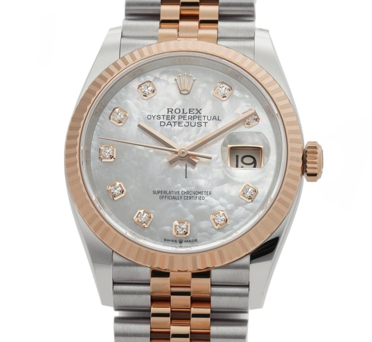 Rolex Datejust 36 36mm Steel 18k Everose Gold Mop Diamond Dial Jubilee