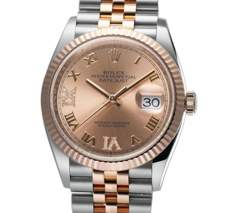 Rolex Datejust 36 36mm Steel Everose Pink Ros Roman Diamond Vi Ix Dial Jubilee Bracelet
