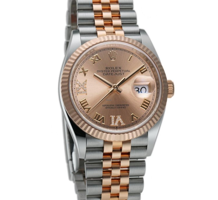 Rolex Datejust 36 36mm Steel Everose Pink Ros Roman Diamond Vi Ix Dial Jubilee Bracelet