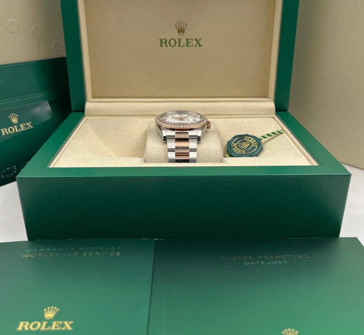 Rolex Datejust 36 36mm White Roman Dial Diamond Bezel Two Tone Oyster Bracelet 126281rbr Unworn