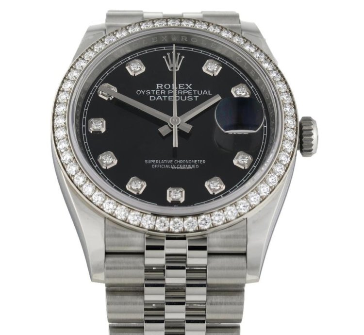 Rolex Datejust 36 Black Dial Diamond Ref 126284rbr