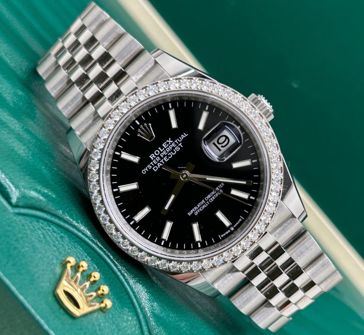 Rolex Datejust 36 Black Dial Diamonds - Ref 126284rbr - New 2023