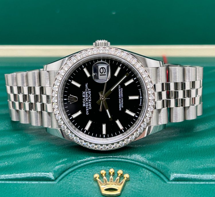 Rolex Datejust 36 Black Dial Diamonds - Ref 126284rbr - New 2023