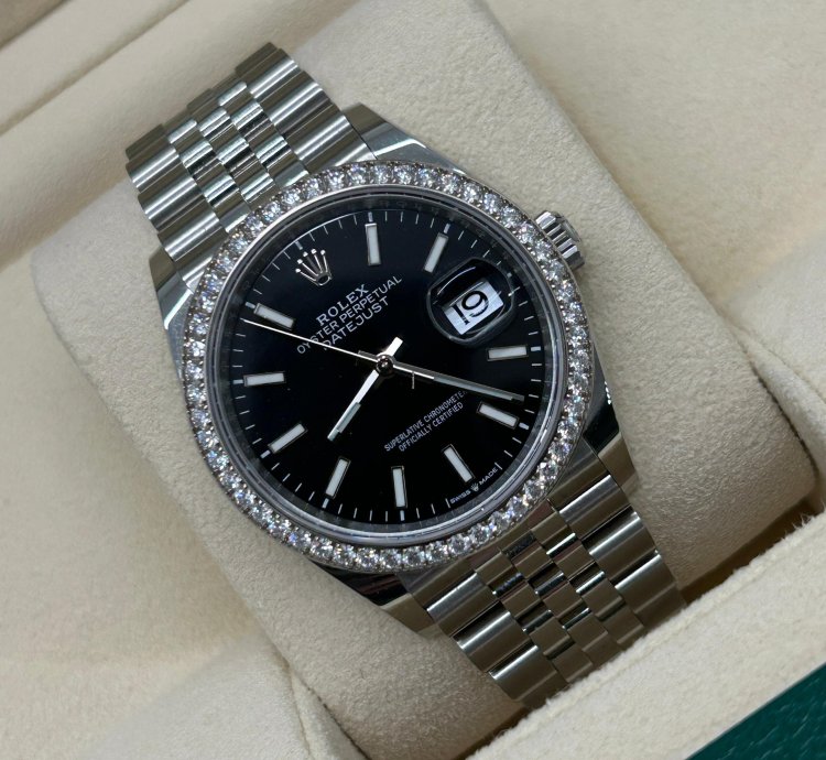 Rolex Datejust 36 Black Dial Diamonds - Ref 126284rbr - New 2023