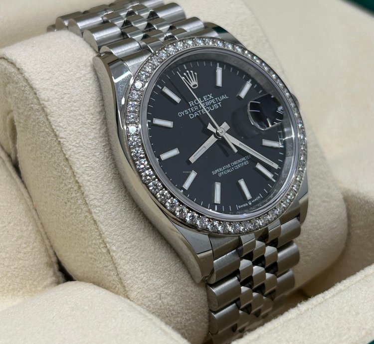 Rolex Datejust 36 Black Dial Diamonds - Ref 126284rbr - New 2023