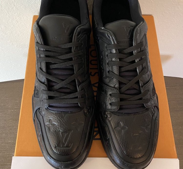 Louis Vuitton Lv Trainer Black Embossed Lv 11 Us 12