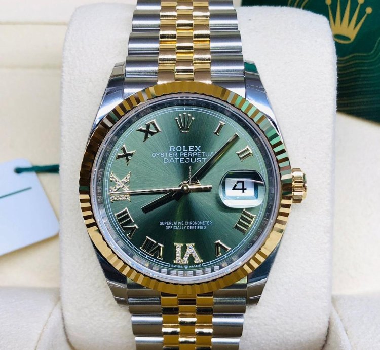 Rolex Datejust 36 Green Roman Number Vi Ix Diamond Dial 36mm