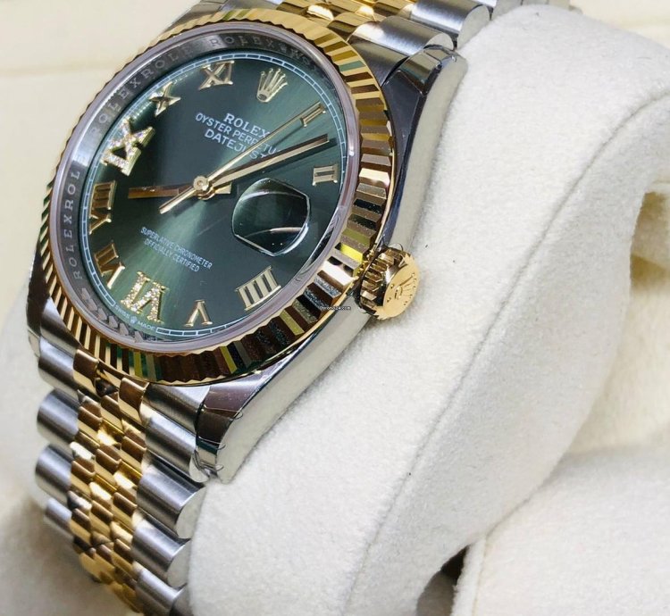 Rolex Datejust 36 Green Roman Number Vi Ix Diamond Dial 36mm