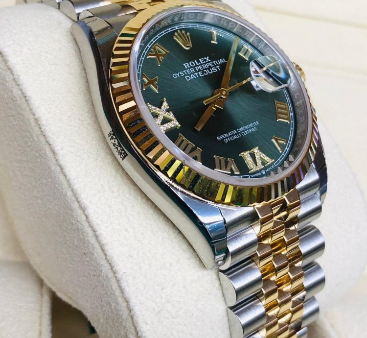 Rolex Datejust 36 Green Roman Number Vi Ix Diamond Dial 36mm