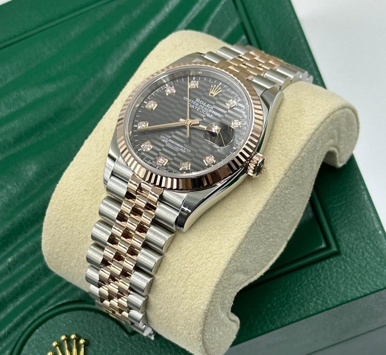 Rolex Datejust 36 Grey Motif Wave Fluted Jubilee Diamonds