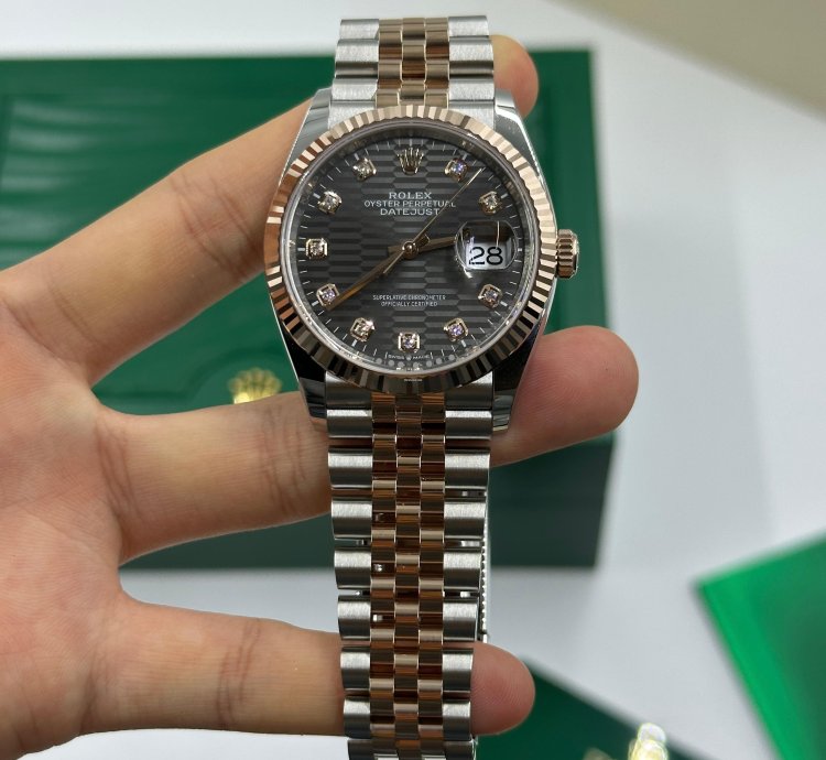 Rolex Datejust 36 Grey Motif Wave Fluted Jubilee Diamonds