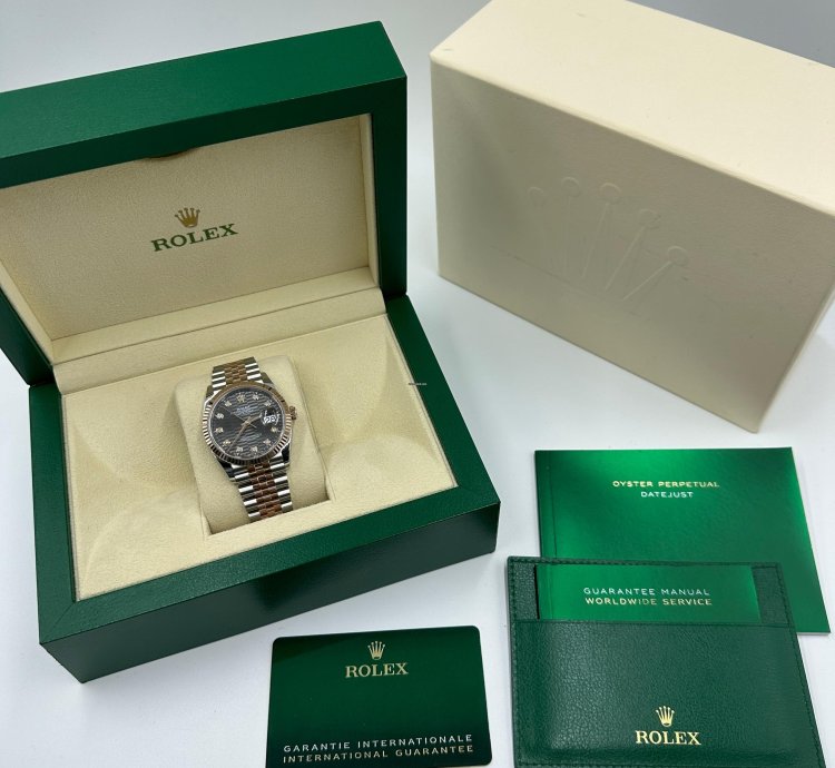 Rolex Datejust 36 Grey Motif Wave Fluted Jubilee Diamonds