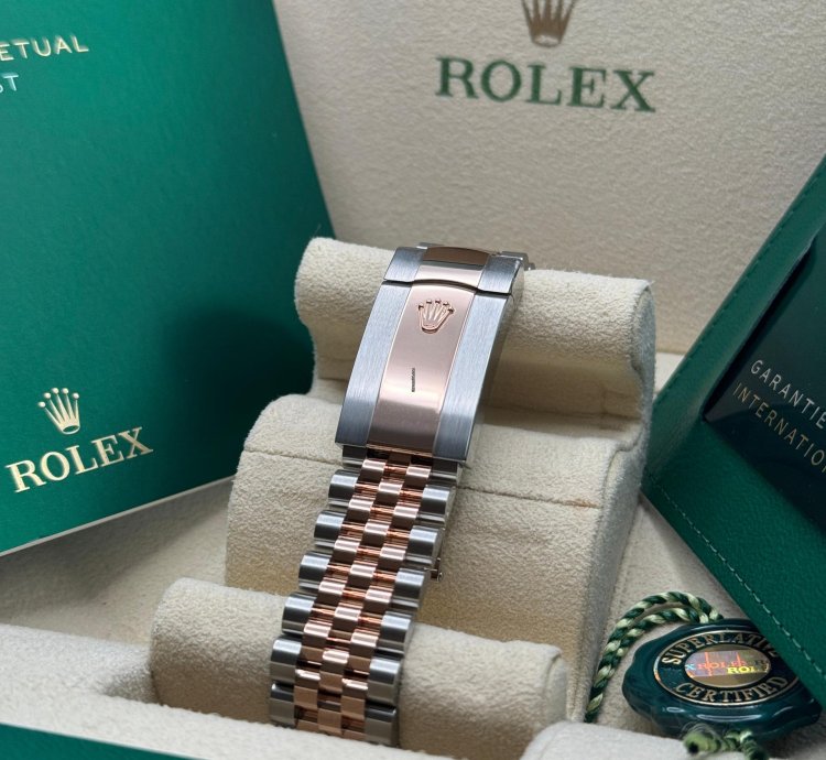 Rolex Datejust 36 New 2024 Mother Of Pearl Diamond Dial Two Tone Rose Gold Fluted Bezel Jubilee